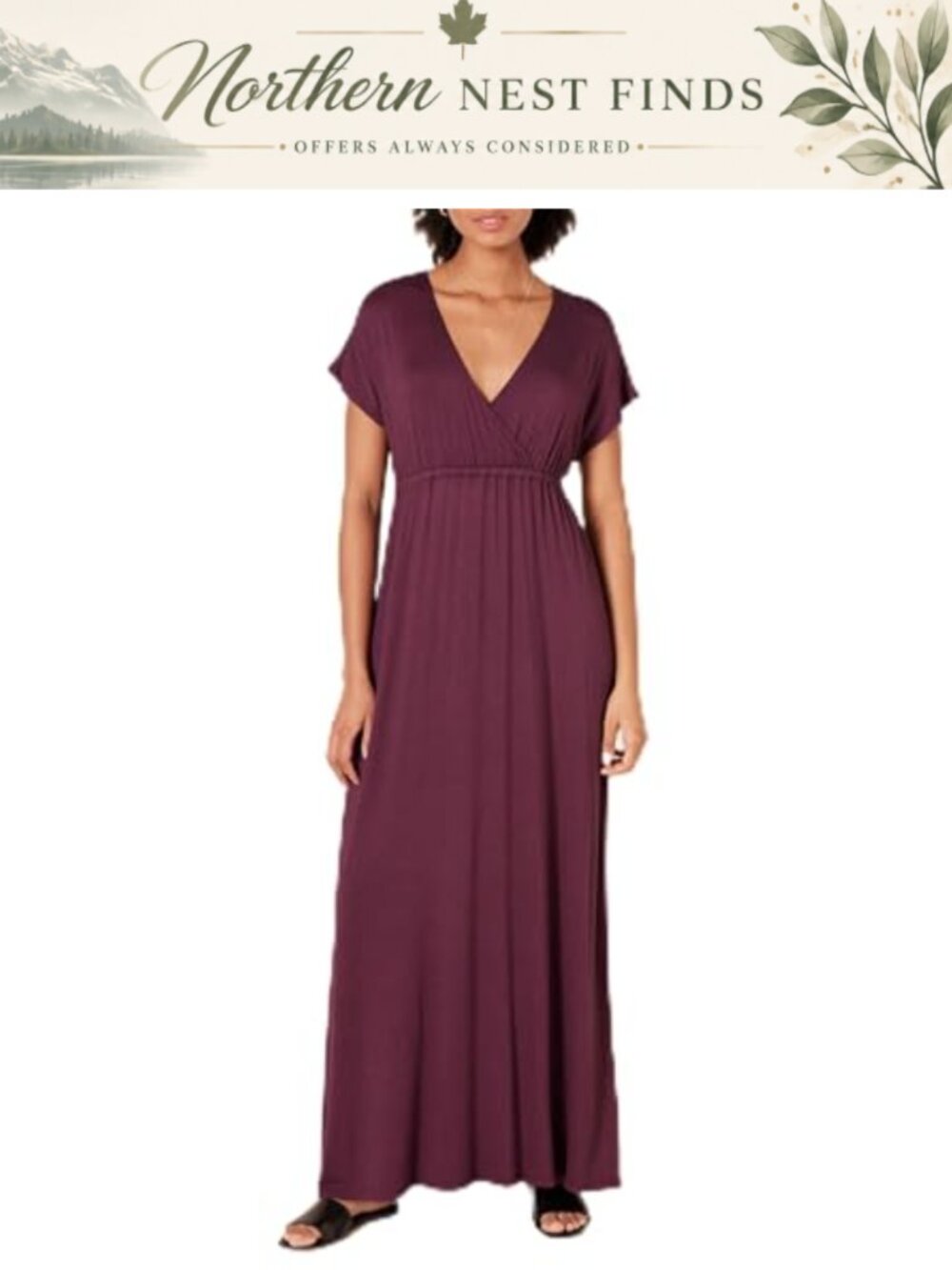 Women's Plus Size Surplice Maxi Dress Short Sleeve Jersey Fit Flare